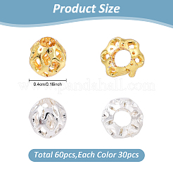 60 шт. двухцветные полые латунные бусины&nbsp;KK-YW0003-67