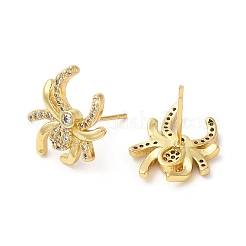 Серьги-гвоздики из латуни с фианитами EJEW-D061-58G