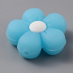 Цветочные светящиеся силиконовые бусины&nbsp;SIL-WH0008-37J