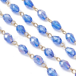 Цепочки из овальных стеклянных бусин&nbsp;AJEW-JB01471-01