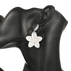 Boucles d'oreilles pendantes en coquillage d'eau douce sculpté&nbsp;EJEW-JE07398
