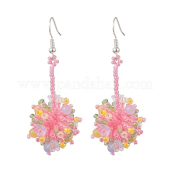 Железные серьги-подвески в виде цветка EJEW-MZ00593