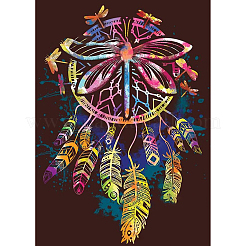 Filet/toile tissé bricolage avec kits de peinture au diamant sur le thème des plumes&nbsp;DIAM-PW0005-10B