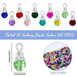 200 pz 10 colori pendenti in vetro craquelé&nbsp;PALLOY-SW0018-01