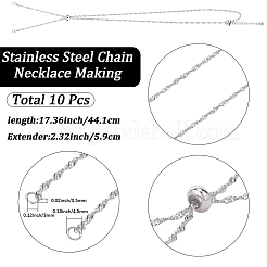 10 шт. 2 мм 304 нержавеющая сталь сингапурская цепочка для изготовления ожерелья&nbsp;AJEW-SC0004-02