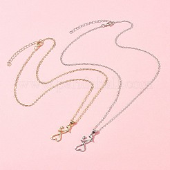 2 шт. 2 цвета мама дочка рука об руку семейное сердце сплав кулон ожерелья&nbsp;NJEW-FS0001-10B