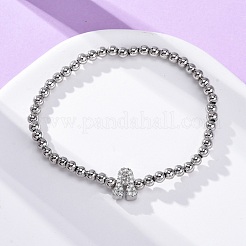 Латунные круглые бусины эластичные браслеты BJEW-A034-05P