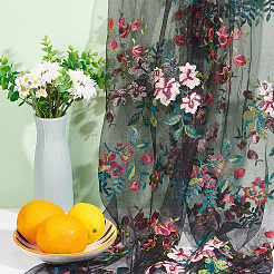 Blumenmuster bestickter Blumen-Polyester-Tüll-Spitzenstoff&nbsp;DIY-WH0409-68