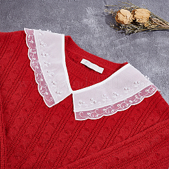 6 шт. 6-х стильный белый вышитый воротник из органзы AJEW-NB0004-01