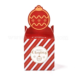クリスマステーマ紙折りギフトボックス  プレゼント用キャンディークッキーラッピング  レッド  クリスマスベル模様  8.5x8.5x18cm&nbsp;CON-G012-01A