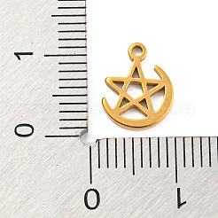304ステンレススチールチャーム  ゴールドカラー  レーザー切断  スター  10.5x8.5x0.9mm  穴：1mm&nbsp;STAS-Q306-01G-F