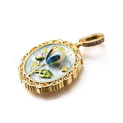 Латунные подвески с микропаве из кубического циркония и эмали&nbsp;KK-R222-08G-02