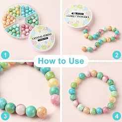 60шт 6 цвета непрозрачные стеклянные круглые бусины с кракле GLAA-YW0003-60