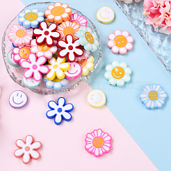 40шт 4 стиля непрозрачные акриловые бусины ACRC-YW0001-02