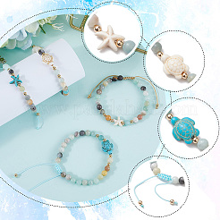 4шт 4 стиля натуральный цветок амазонит круглые плетеные браслеты из бусин наборы BJEW-SC0001-51