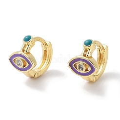 Серьги-кольца из латуни с паве из прозрачного кубического циркония EJEW-L269-133G