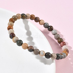 Браслеты из натуральных круглых бусин из алашанского агата для женщин&nbsp;BJEW-Z158-03M-04