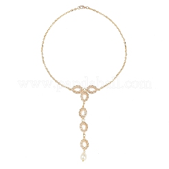 Латунная микропаве прозрачный кубический цирконий овальная цепочка y ожерелья NJEW-JN05316