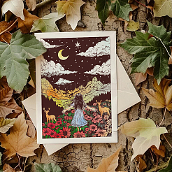 ПВХ-штампы «Девушка и дерево жизни» DIY-WH0582-0003