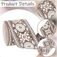 5mのヴィンテージジャカードポリエステルリボン  花  刺繍入りの織りリボン  グレー  2-3/8インチ（60mm）&nbsp;OCOR-CY0004-44A