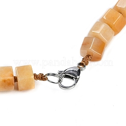 Colliers de perles graduées en jade topaze naturelle à prisme hexagonal pour femmes et hommes&nbsp;NJEW-K388-03L
