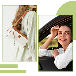 Натуральный зеленый авантюрин и стекло и подвеска HJEW-WH00121