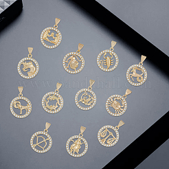 12pcs 12 styles pendentifs en laiton micro pavé de zircone cubique&nbsp;KK-BM0001-01