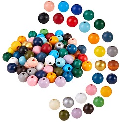 260pcs 26 couleurs de perles en bois naturel peintes&nbsp;WOOD-SZ0001-07