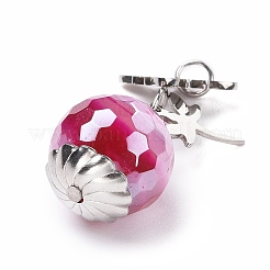 Гальванические ограненные круглые подвески из натурального агата G-B027-01