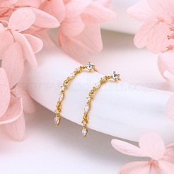 Плоские круглые серьги-гвоздики с кисточкой в виде конского глаза из стерлингового серебра с прозрачным кубическим цирконием FS-WGBB41B-02