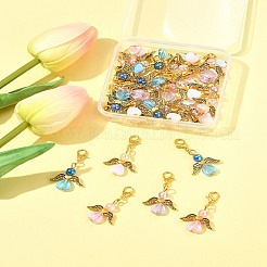 32 шт. 4 стиля подвеска в виде ангела из акрила и сплава HJEW-FS00040-04