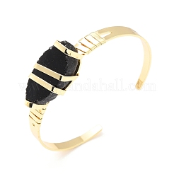 Bracciale rigido con perline occhio di cavallo in ossidiana naturale&nbsp;G-D458-01G-08-RS