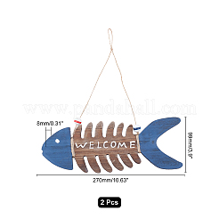 2 pièce de décoration murale suspendue en bois naturel de 2 couleurs pour la décoration de la porte d'entrée de la maison&nbsp;HJEW-GL0001-01