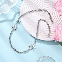 Цепочки-колье из нержавеющей стали 304 со звездой Давида NJEW-JN05658