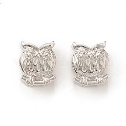 めっき合金ビーズラック  フクロウ  プラチナ  7.4x9x6.8mm  穴：3.4mm&nbsp;KK-B069-02P
