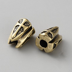 真鍮製ヨーロピアンビーズ  クロス  大穴ビーズ  アンティーク黄金  17x13mm  穴：4.8mm&nbsp;KK-WH0095-23AG