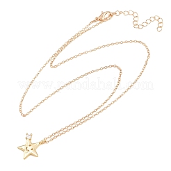 Halsketten mit Anhänger in Sternform aus Messing mit klarem Zirkonia-Pavé&nbsp;KK-CBA6599-04A-G