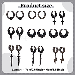 18 шт. 9 серьги-кольца из нержавеющей стали 304 в форме конуса и колонны с бусинами EJEW-AN0003-34