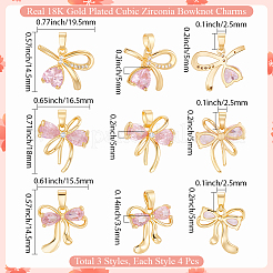 12шт 3 стиля латунные подвески с микропаве и кубическим цирконием KK-BBC0019-52