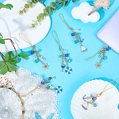 6 шт. 3 стиля стеклянных и сплавных эмалевых мобильных ремешков&nbsp;HJEW-SC0001-87