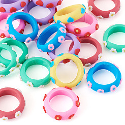 24 Stück 6 Farben handgefertigte Fingerringe aus Polymerton&nbsp;CLAY-TA0002-12