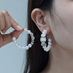 Pendientes de botón de aleación y cristal con rhinestone para mujer&nbsp;FS-WG17990-03