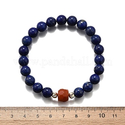 Круглые бусины из натурального лазурита и бусины из южного красного агата BJEW-Z101-01