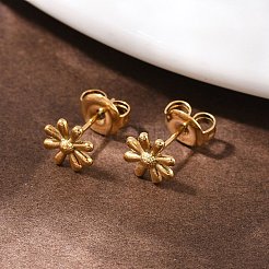 Серьги-гвоздики в форме цветка из нержавеющей стали 304 EJEW-I320-02G