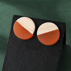 Серьги из смолы и дерева EJEW-N017-003A