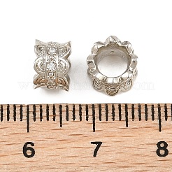 Laiton micro pave zircon cubique transparent perles européennes&nbsp;CU-CBA6A75-17P
