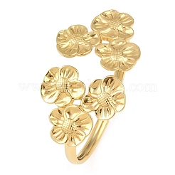 Браслеты-манжеты из нержавеющей стали 304 с множеством цветочных мотивов для женщин&nbsp;LS-BJEW-A154-02A-G