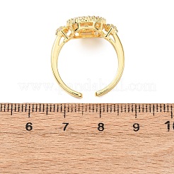 Religiöse Messing-Manschettenringe mit Mikropavé-Fassung und Zirkonia-Steinen&nbsp;LS-RJEW-F204-06G