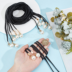 Плетеные ремни из искусственной кожи с искусственным жемчугом AJEW-CP0008-67D