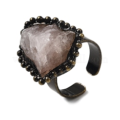 Bagues ouvertes en quartz rose naturel avec pépites irrégulières&nbsp;G-A278-03AB-04